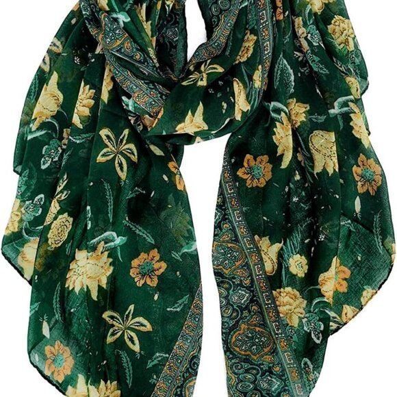 Lightweight Cotton Scarves Women Floral Print Summer Wrap Shawl Accessory - Picture 1 of 7